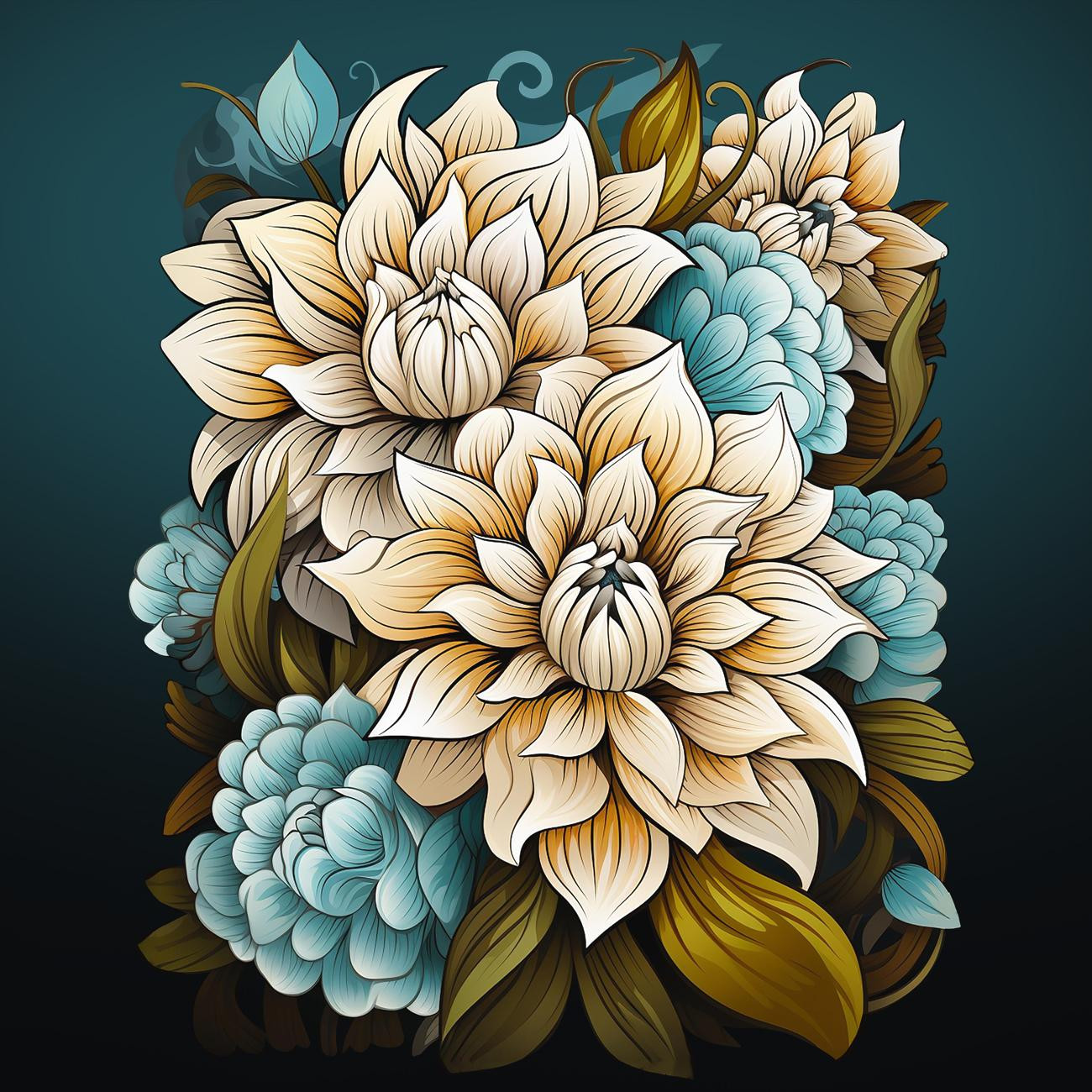 BOUQUET OF FLOWERS WZ.4 - panel (60cm x 50cm) brushed knitwear with elastane ITY