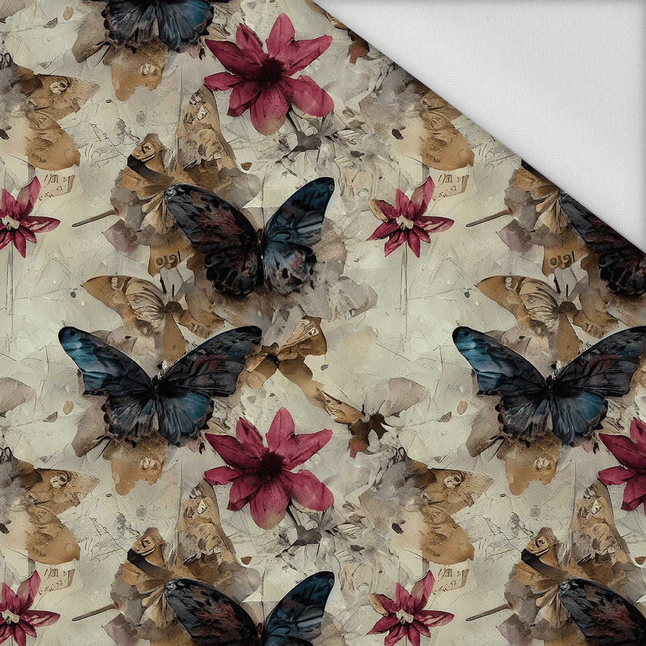 Butterfly & Flowers wz.14 - Waterproof woven fabric