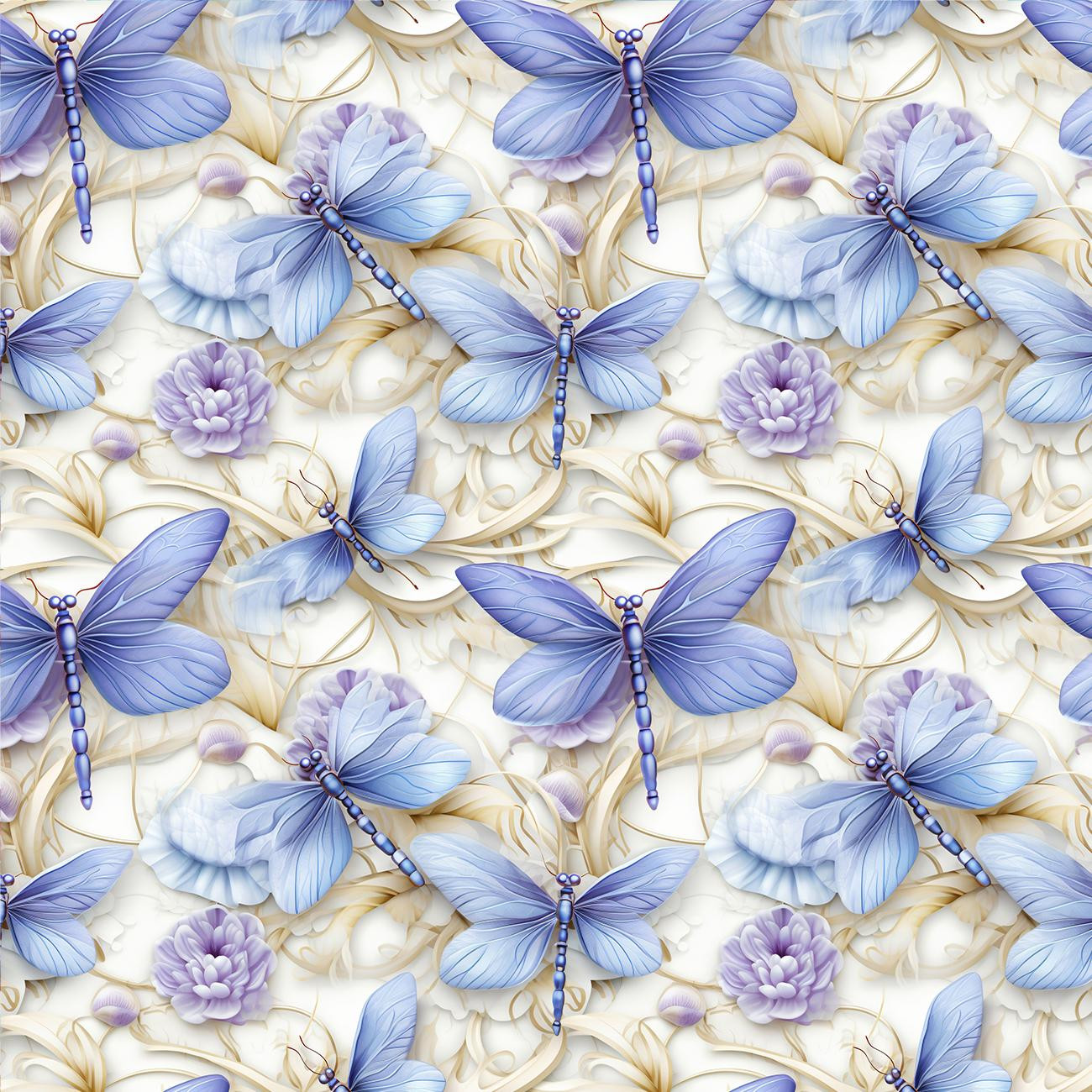 Butterfly & Flowers wz.15 - Waterproof woven fabric