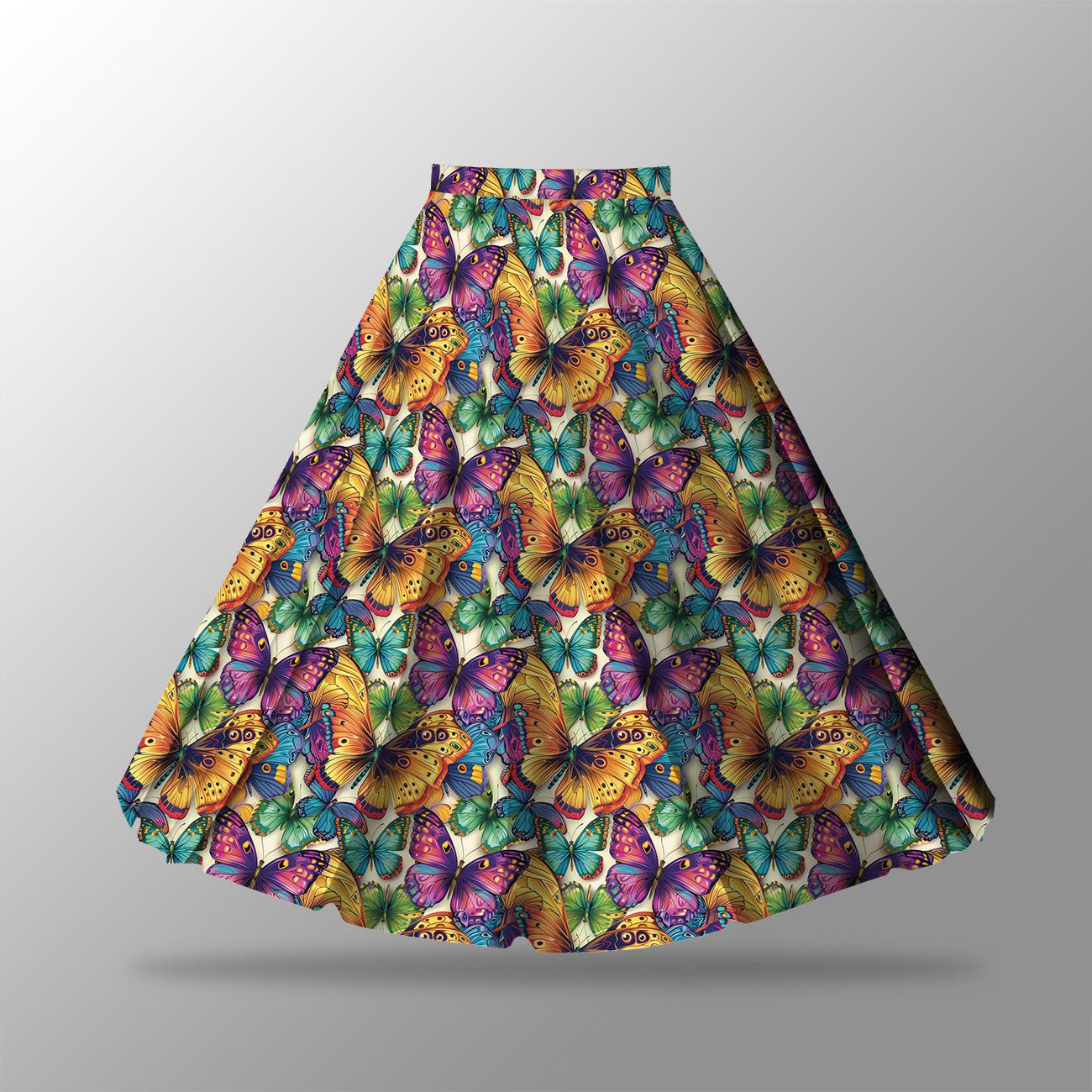 Skirt panel "MAXI" - Viscose jersey/ Butterfly & flowers wz.17