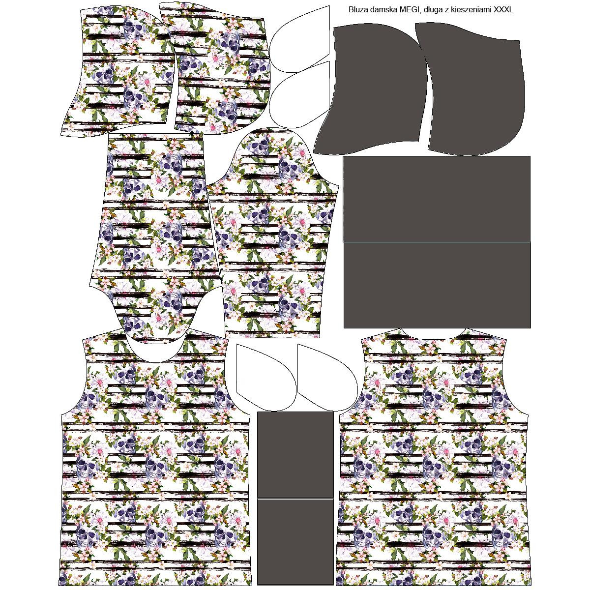 WOMEN’S HOODIE - FLOWER BOUQUET  pat. 3 (gold) - Elastic brushed knit fabric