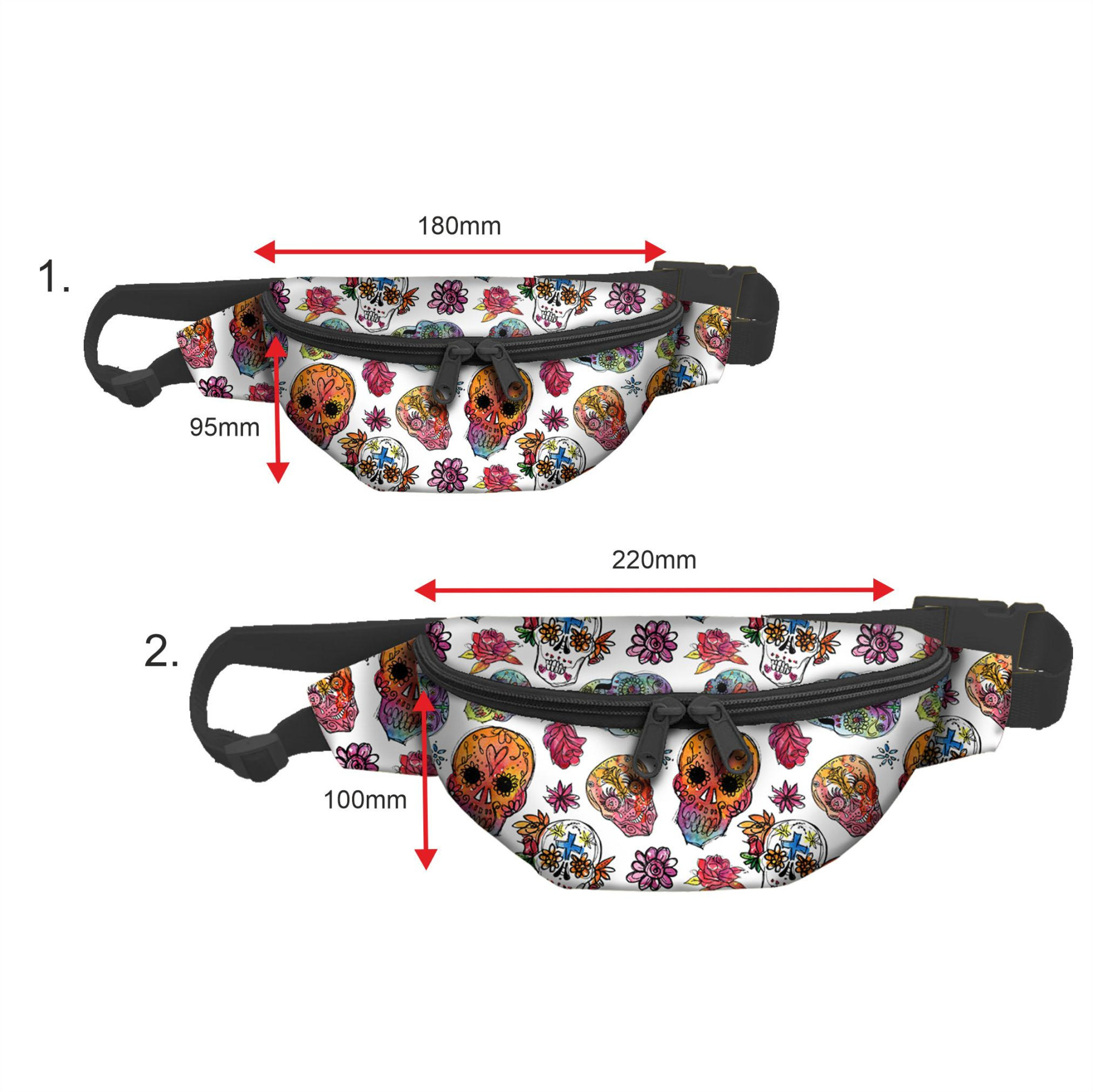 HIP BAG - FLOWER BOUQUET  pat. 4 (gold) / Choice of sizes