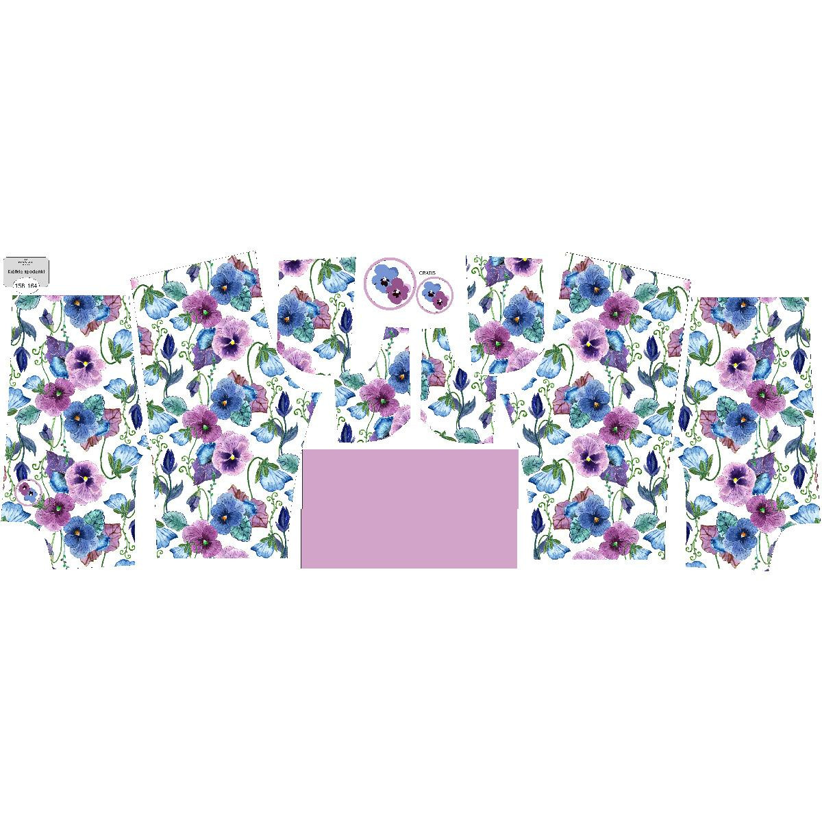 KID`S SHORTS (RIO) - PANSIES (BLOOMING MEADOW) - looped knit fabric 