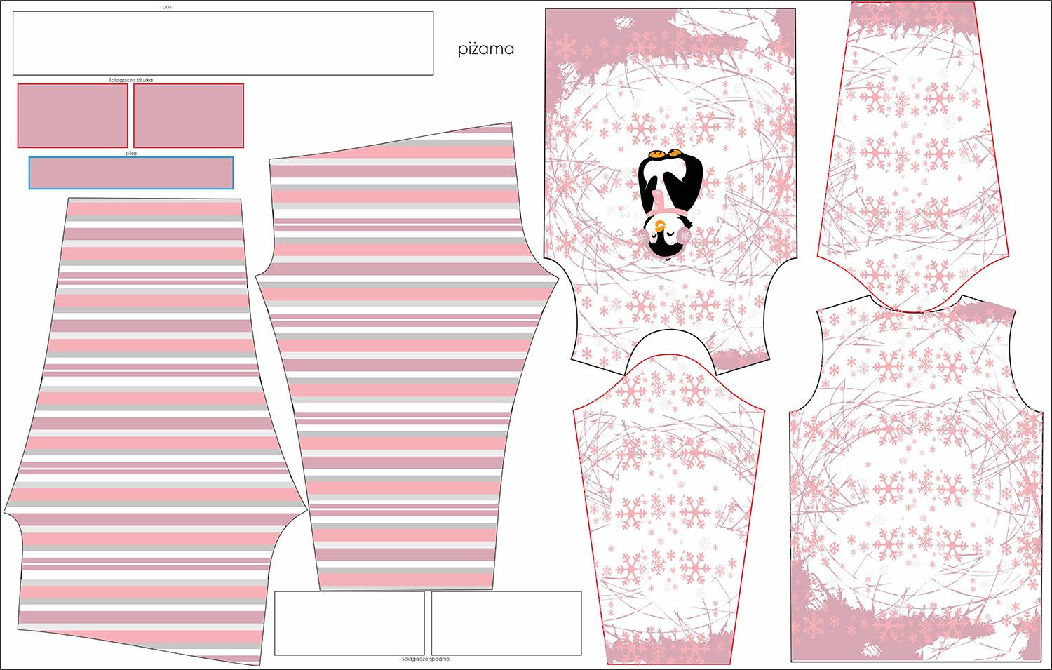 CHILDREN'S PAJAMAS " MIKI" - PENGUIN 2.0 / rose quartz - sewing set