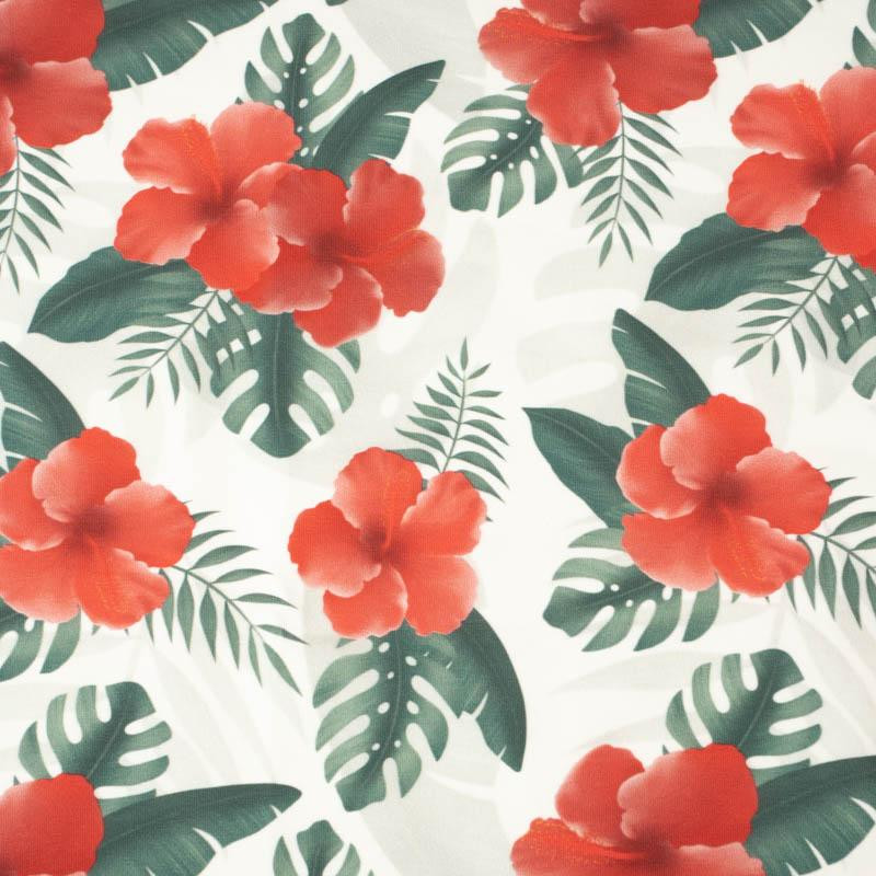 PALM LEAVES pat. 3 / green - looped knit fabric