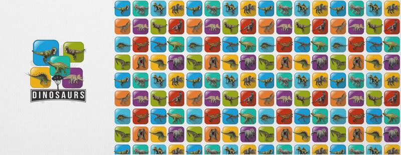DINO TILES PAT. 2 / mint - SINGLE JERSEY PANORAMIC PANEL 