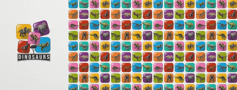 DINO TILES PAT. 2 / pink - Panoramic panel - looped knit fabric with elastane