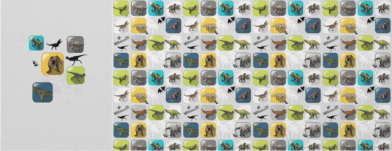 DINO TILES PAT. 5 / yellow - SINGLE JERSEY PANORAMIC PANEL 