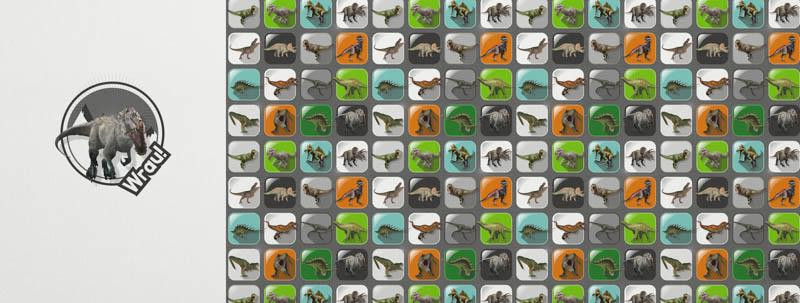 DINO TILES PAT. 4 / Tyrannosaur - Panoramic panel - looped knit fabric with elastane