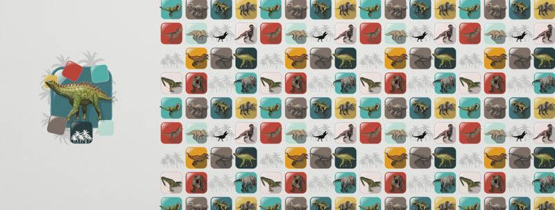DINO TILES PAT. 6 / smaragd - Panoramic panel - looped knit fabric with elastane