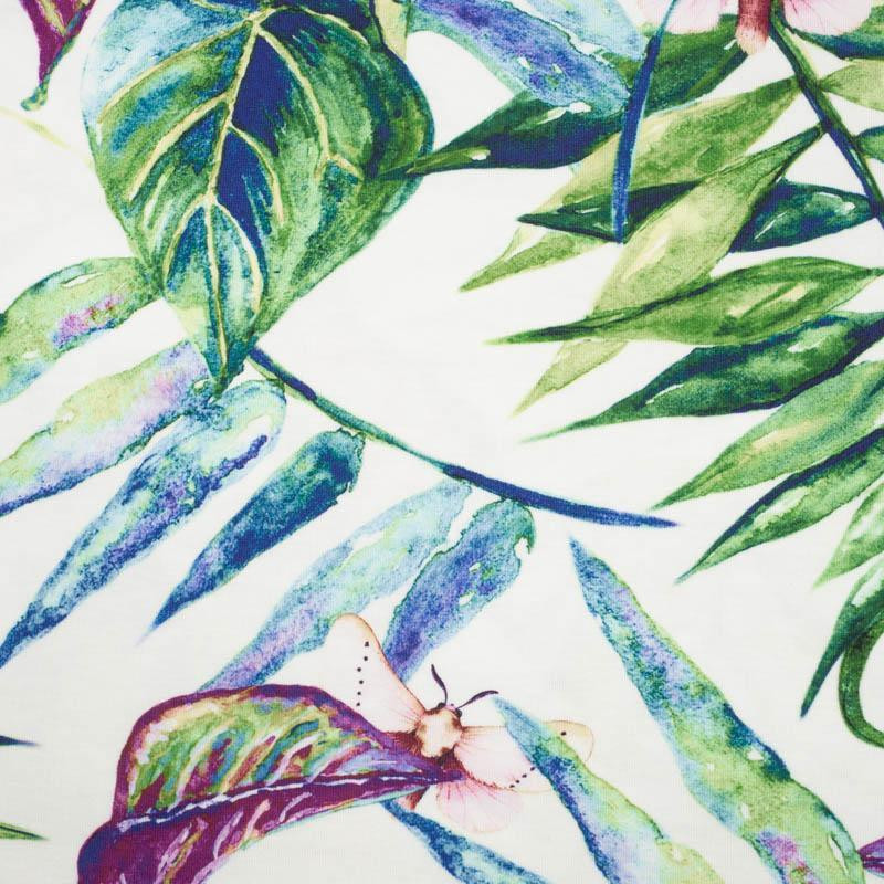 LEAVES AND INSECTS PAT. 2 (TROPICAL NATURE) / white - Waterproof woven fabric