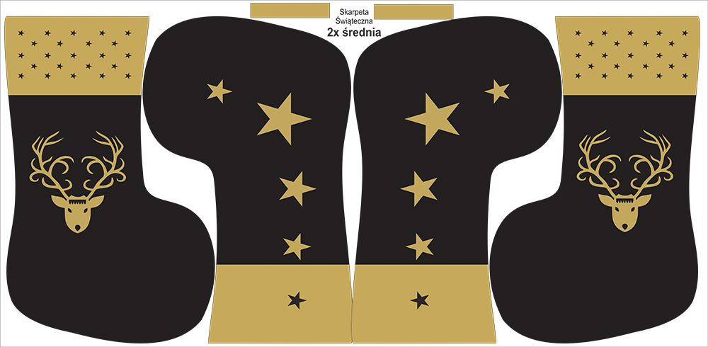 Christmas Stocking Set - GOLDEN REINDEER / black