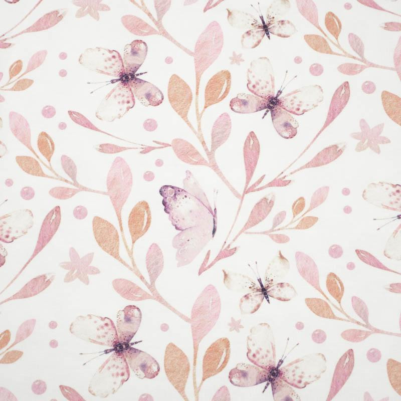 BUTTERFLIES MIX PAT. 2 (WATER-COLOR BUTTERFLIES) - looped knit fabric