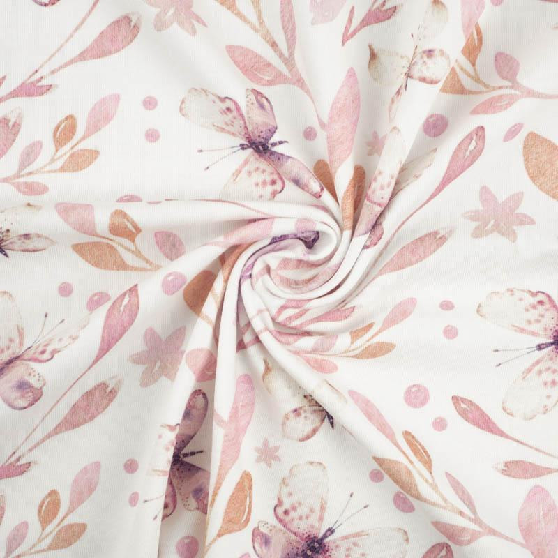 BUTTERFLIES MIX PAT. 2 (WATER-COLOR BUTTERFLIES) - looped knit fabric