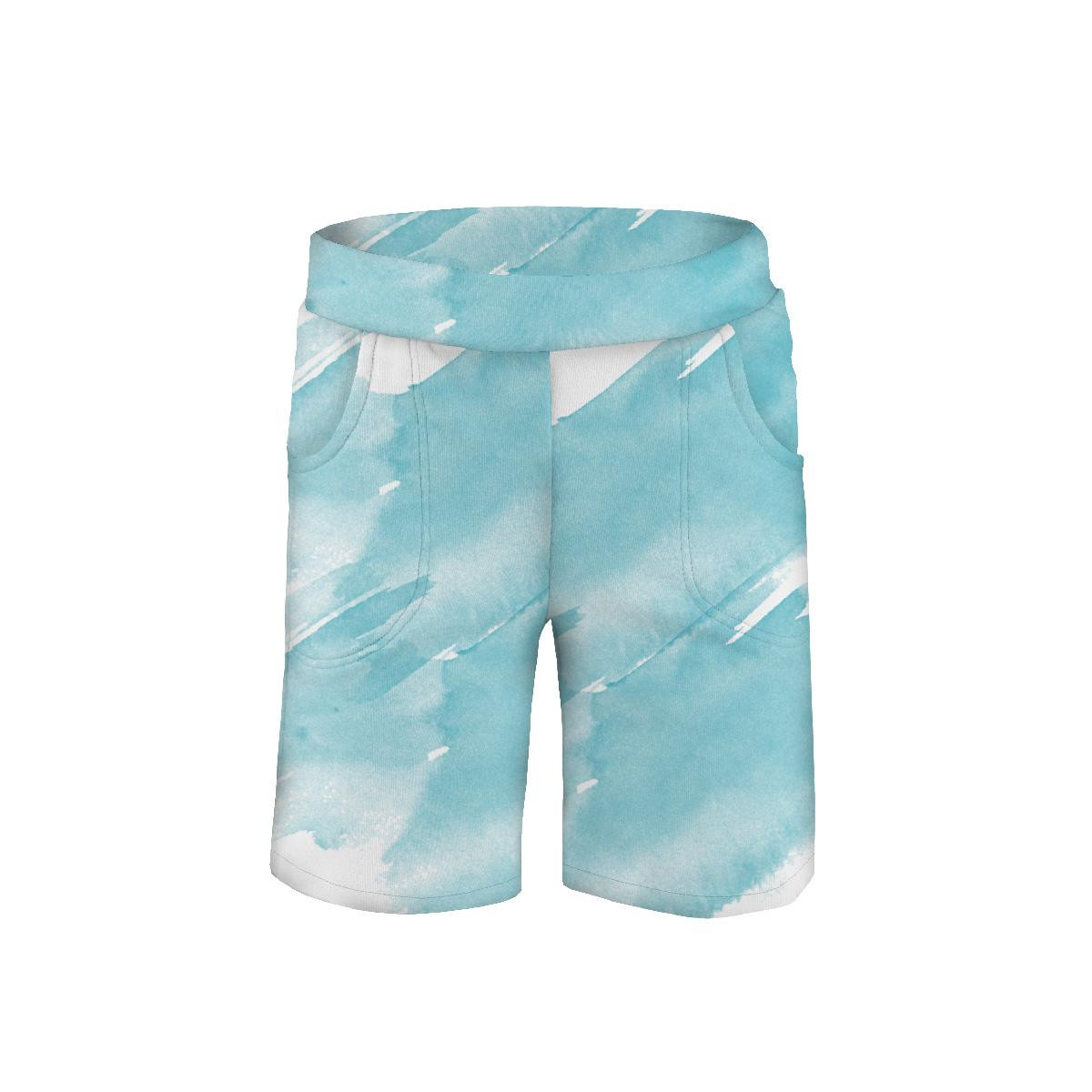 KID`S SHORTS (RIO) - BLUE WATERCOLOR - looped knit fabric 