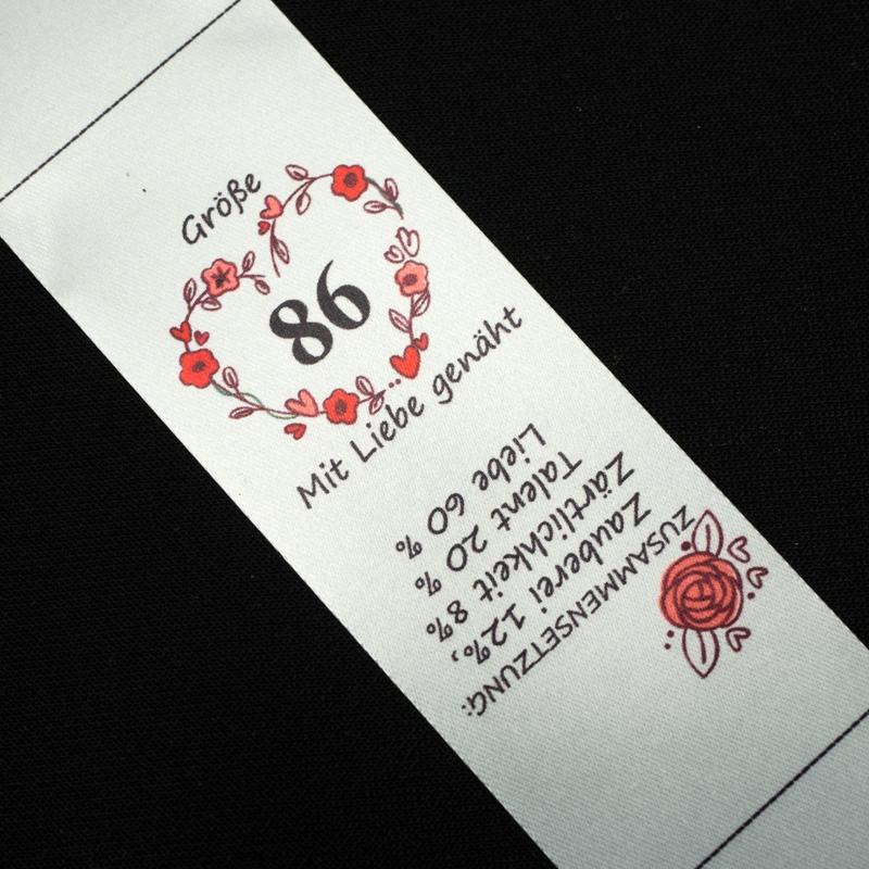 Girlish care tag "HEARTS" DE - 4 pcs set / Choice of sizes