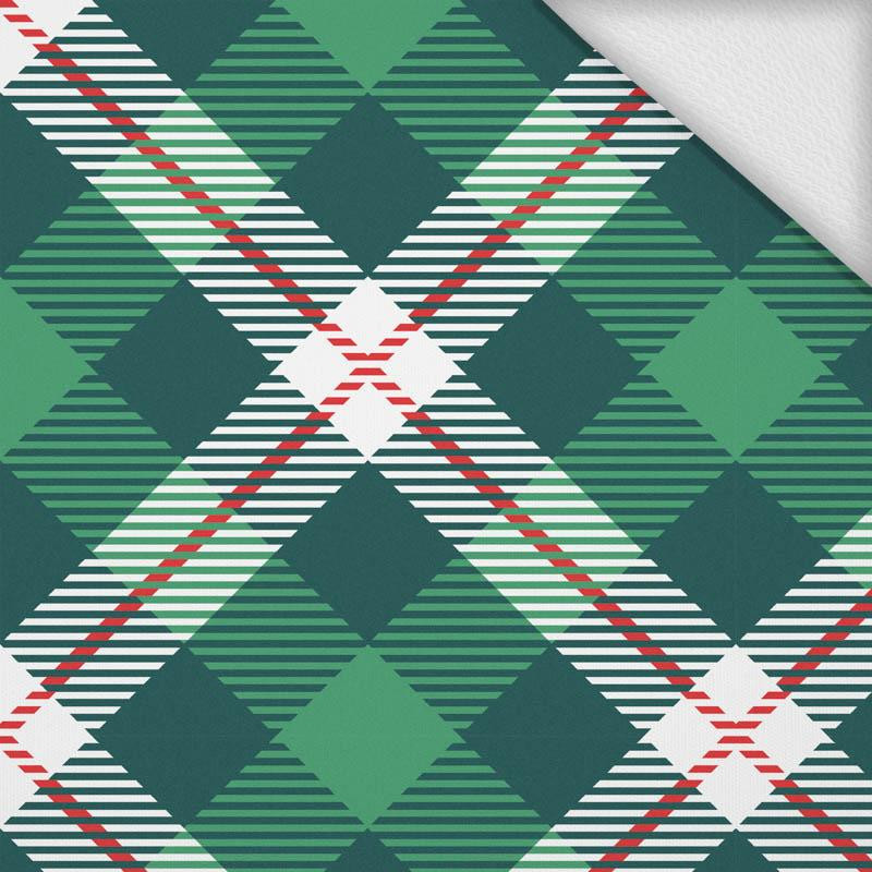 CHECK GREEN - RED / green - looped knit fabric