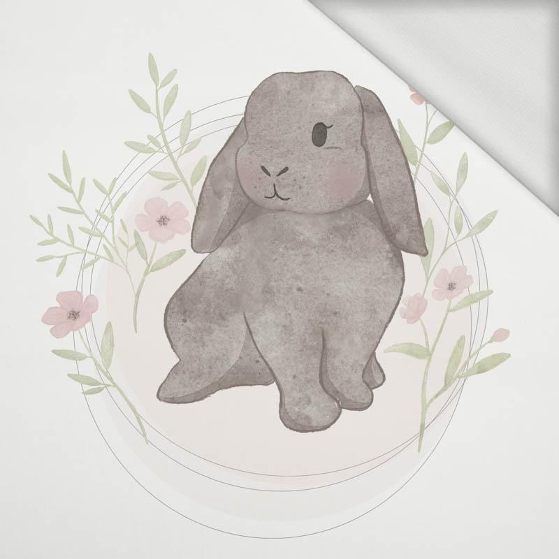 GREY BUNNY pat. 1 (PASTEL BUNNIES) - panoramic panel looped knit (60cm x 155cm)