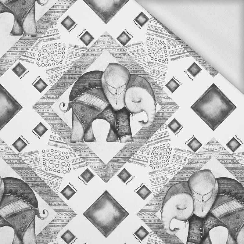 INDIE CHARM (GREY) / white - looped knit fabric