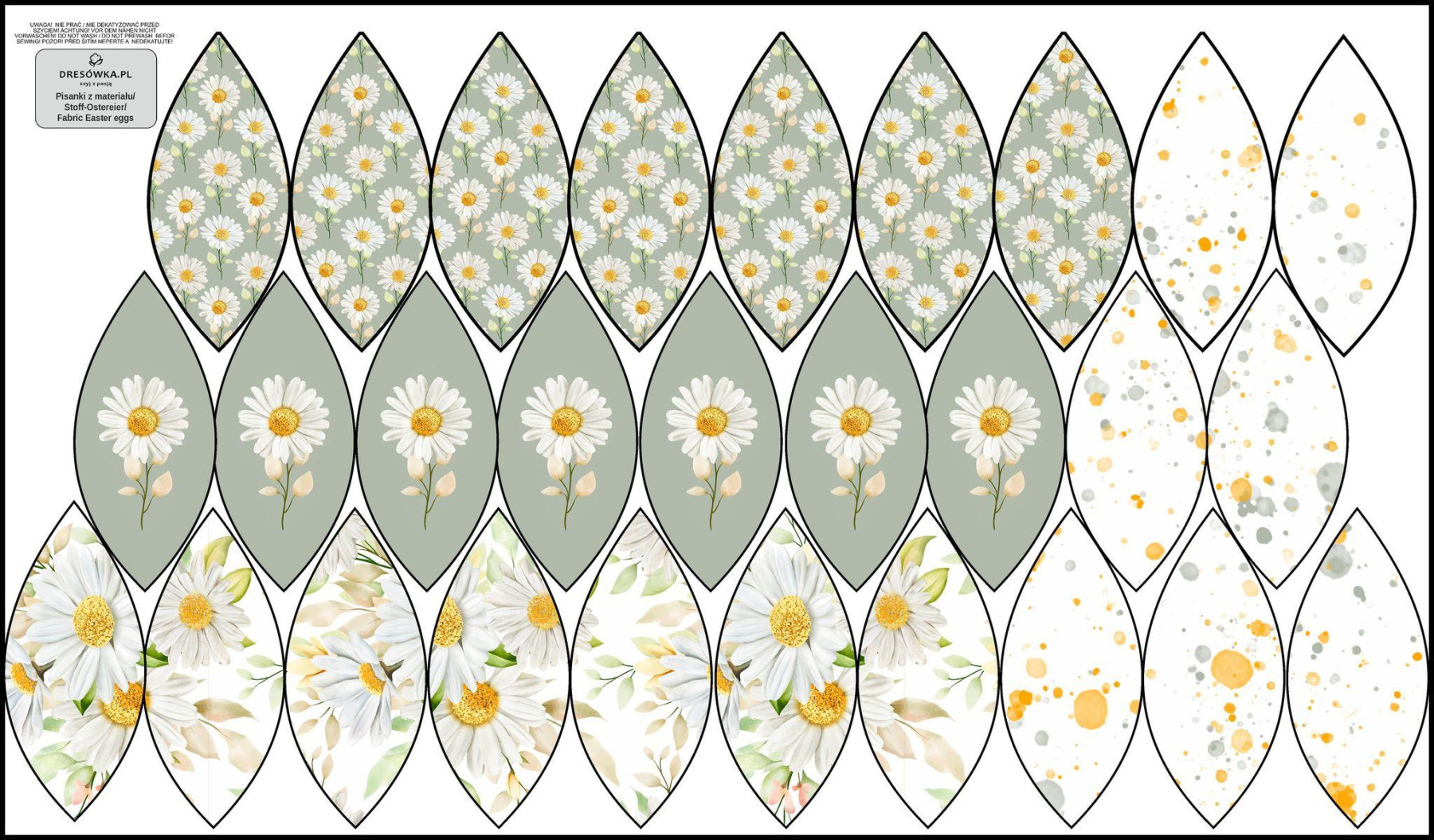7 EASTER EGGS SEWING SET - DAISIES 