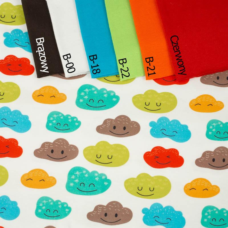 HAPPY CLOUDS (PASTEL SKY) - looped knit fabric