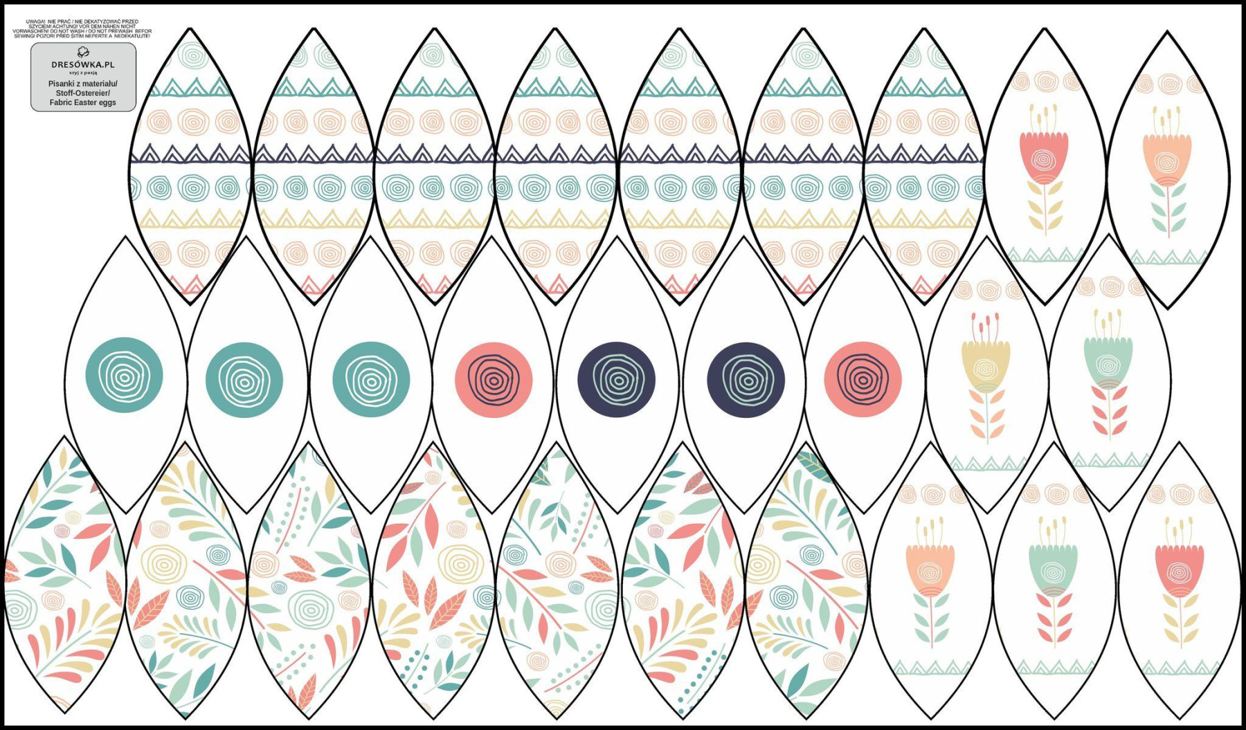 7 EASTER EGGS SEWING SET - TRIANGLES AND CIRCLES