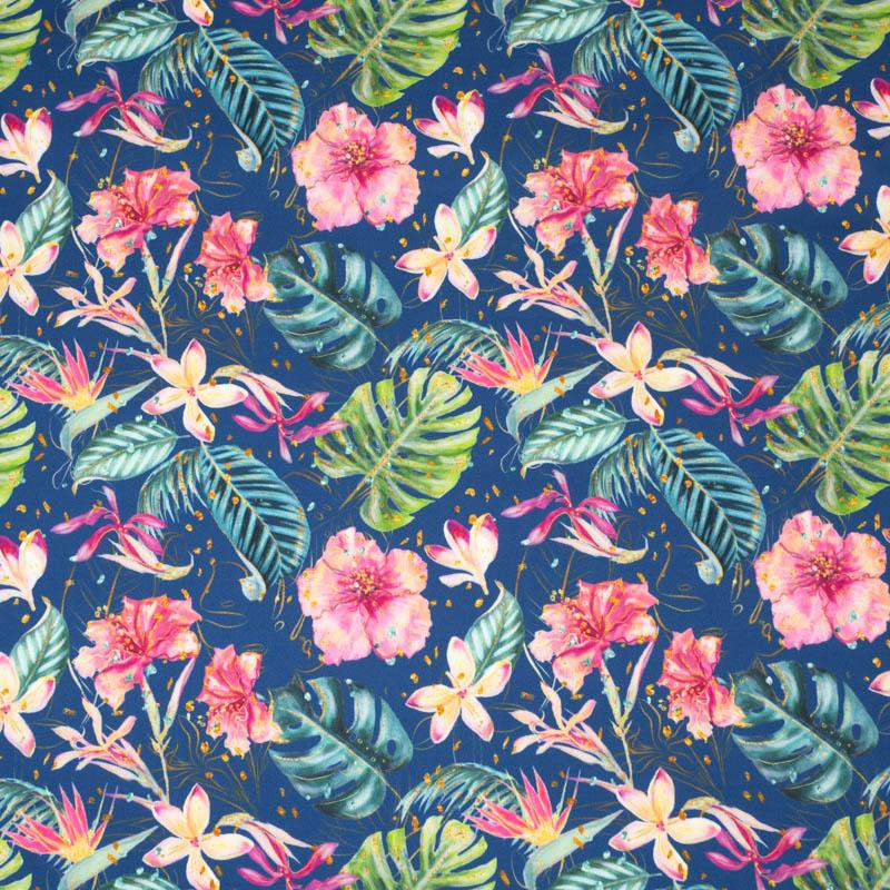 TROPICAL JUNGLE / dark blue - swimsuit lycra