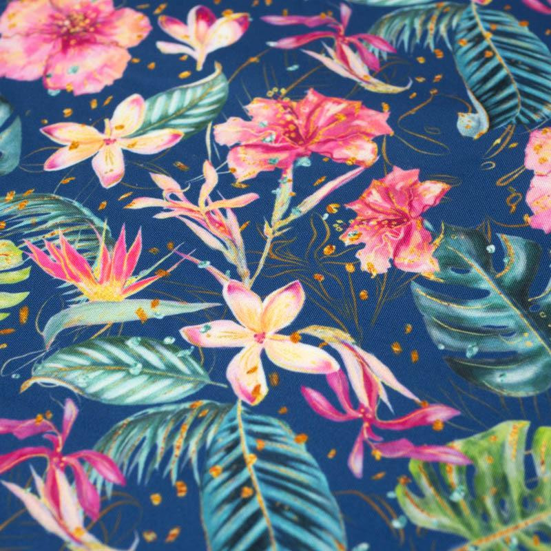 TROPICAL JUNGLE / dark blue - swimsuit lycra