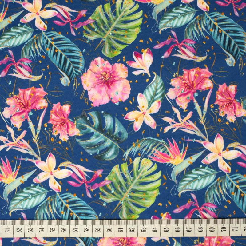 TROPICAL JUNGLE / dark blue - swimsuit lycra