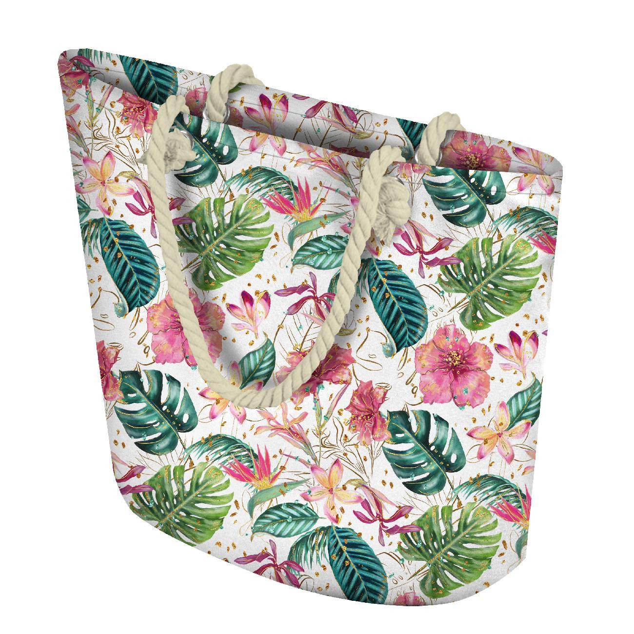 TOTE BAG - TROPICAL JUNGLE / white - sewing set