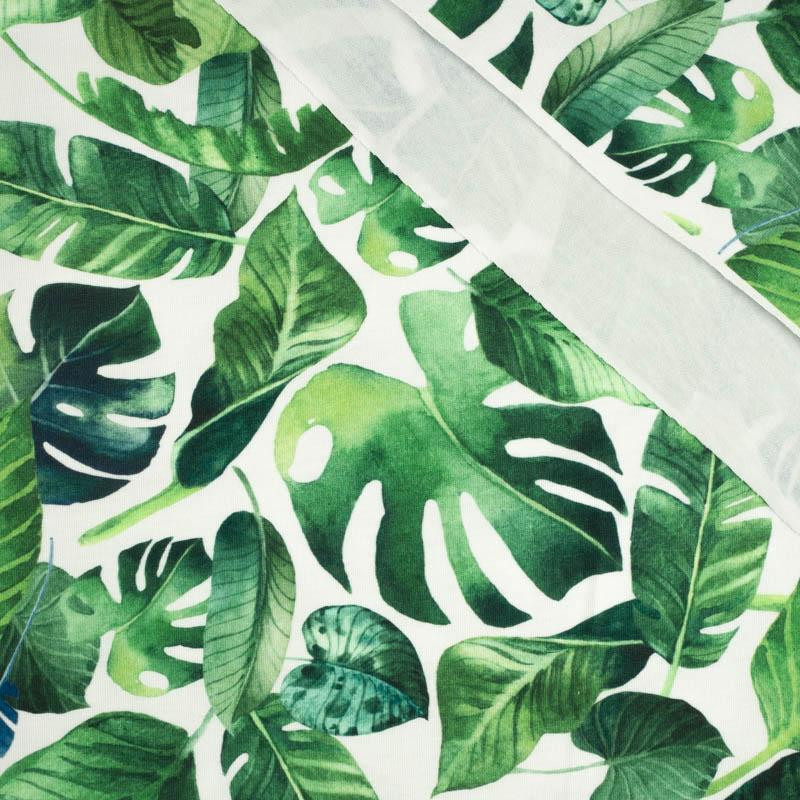 PALM LEAVES pat. 3 / green - single jersey with elastane 