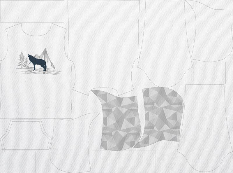 MEN’S HOODIE -  WOLF (ADVENTURE)/ white - sewing set 