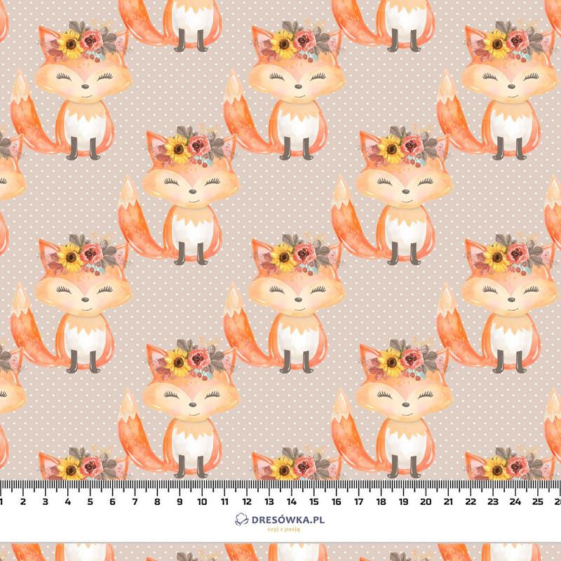 FOXES AND DOTS / beige (FOXES AND PUMPKINS)- Upholstery velour 