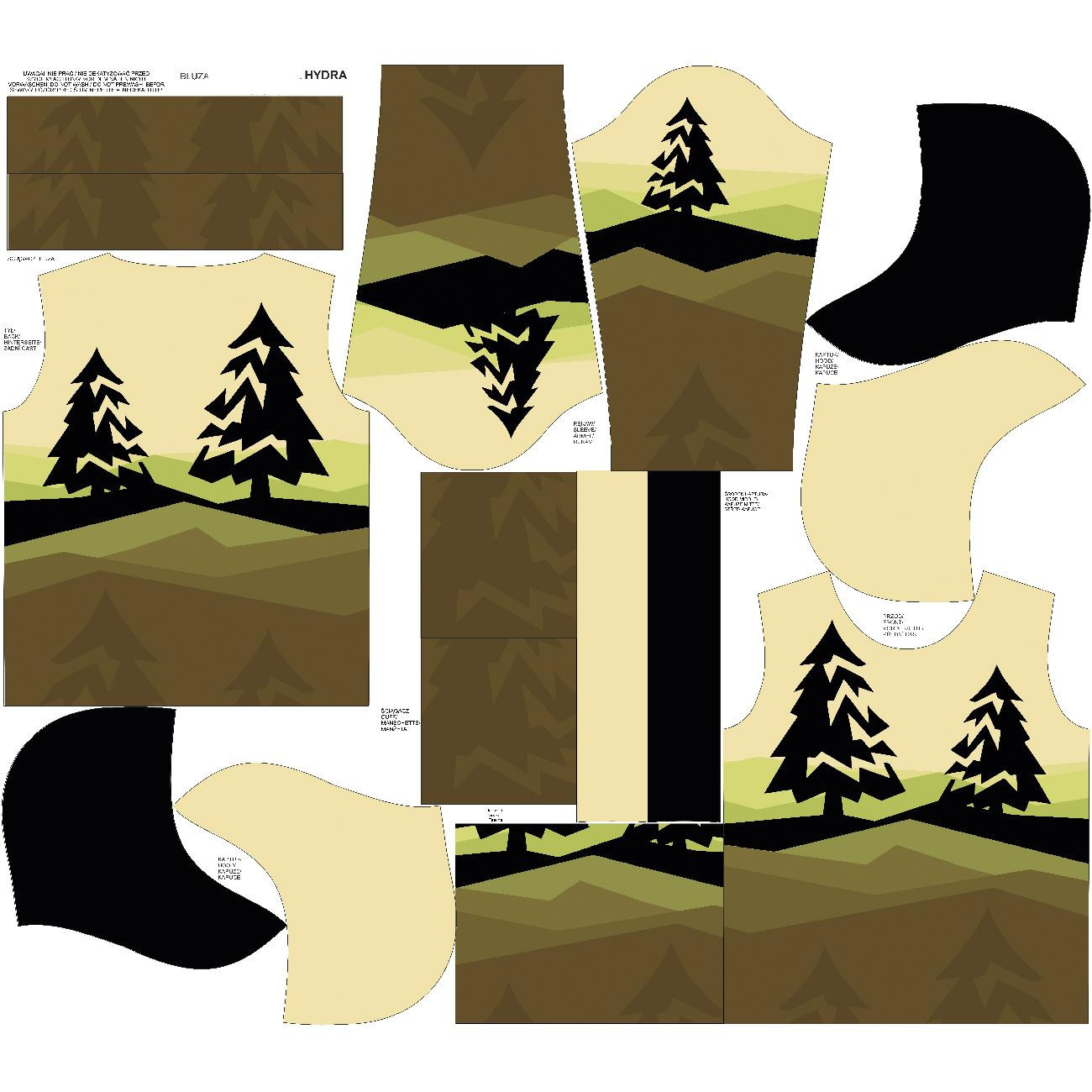 HYDROPHOBIC HOODIE UNISEX - FOREST TRAIL - sewing set