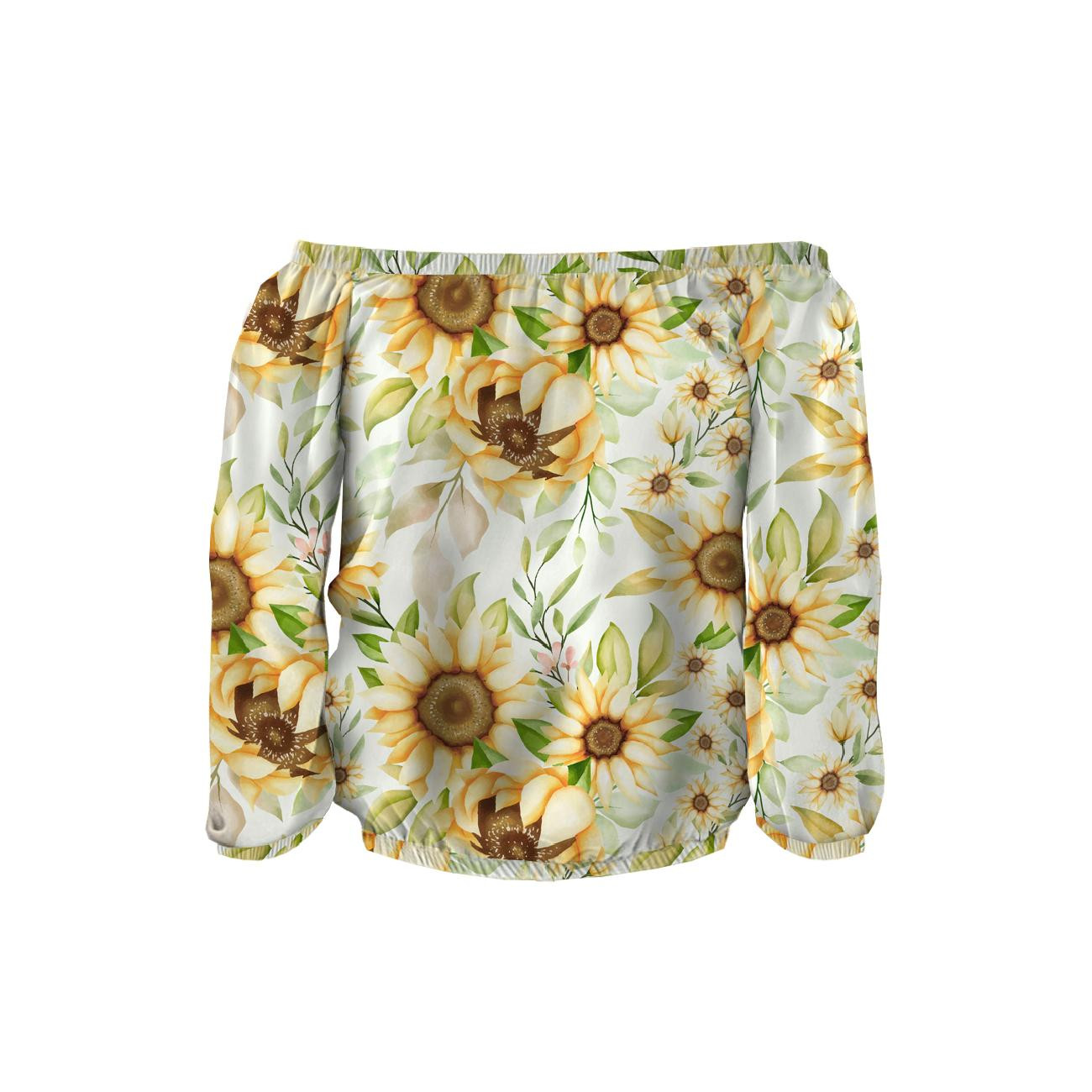 Bardot neckline blouse (SOFIA) - PASTEL SUNFLOWERS PAT. 3 - sewing set