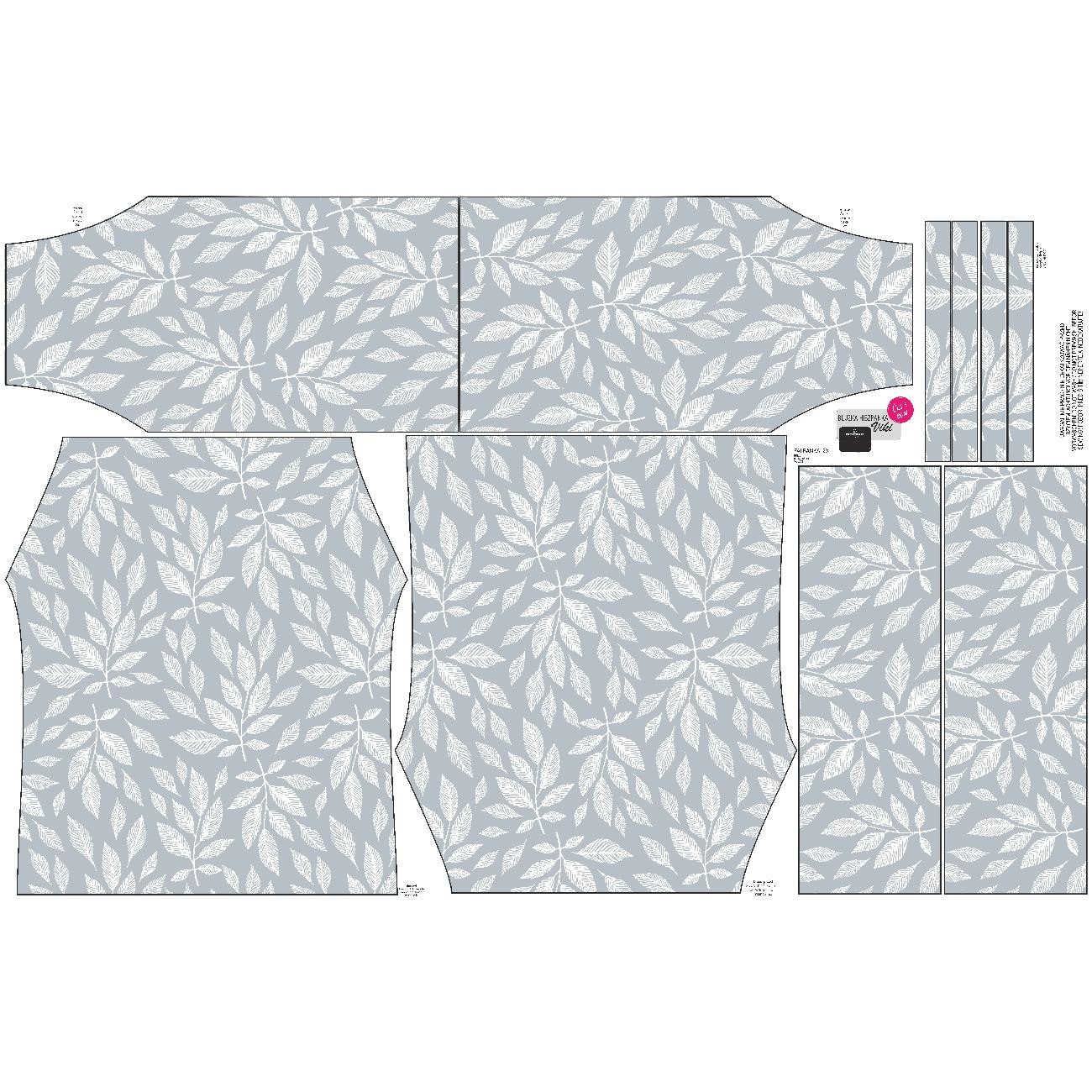 Bardot neckline blouse (VIKI) - WHITE LEAVES - sewing set