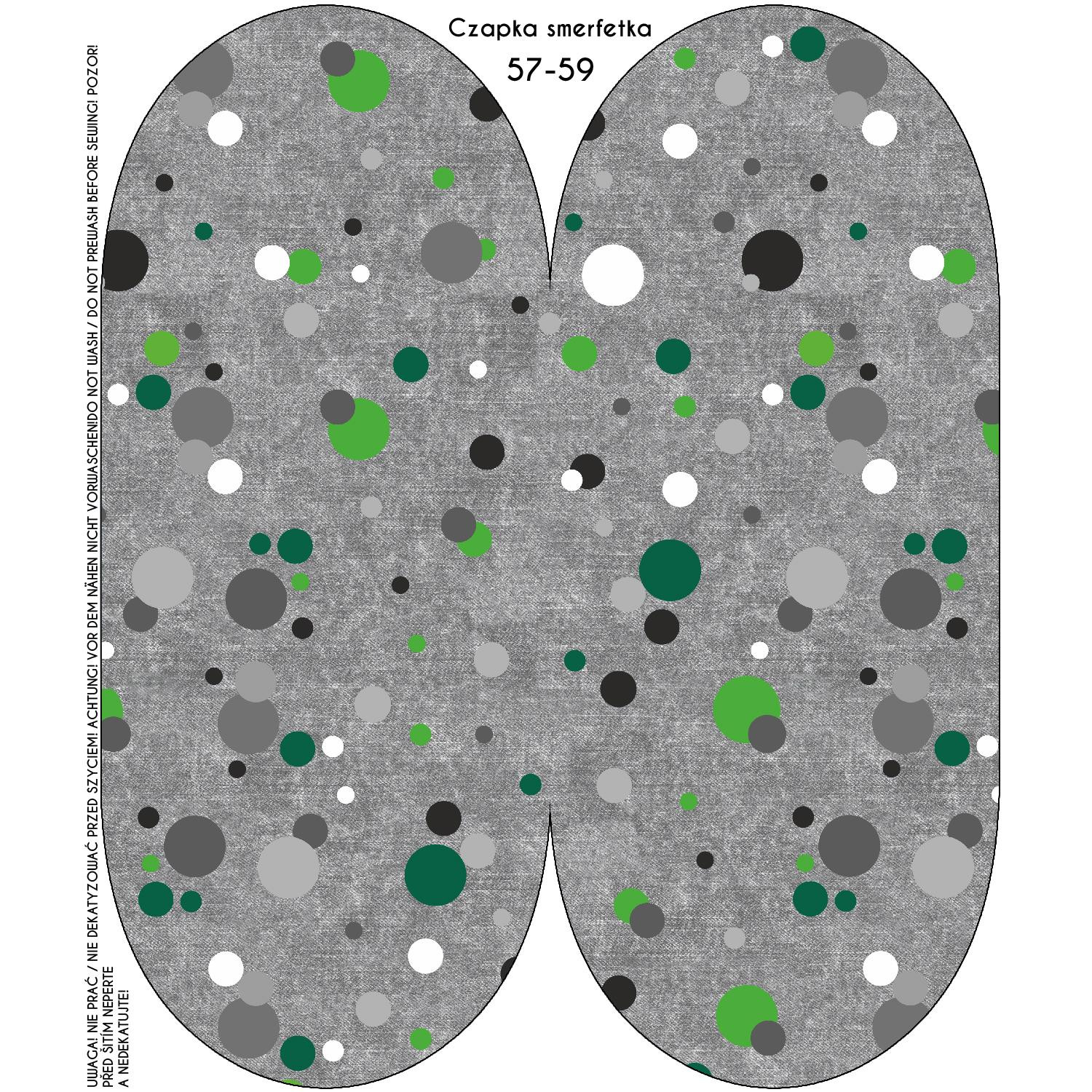 "Beanie" cap - GREEN DOTSIES / ACID WASH GREY / Choice of sizes