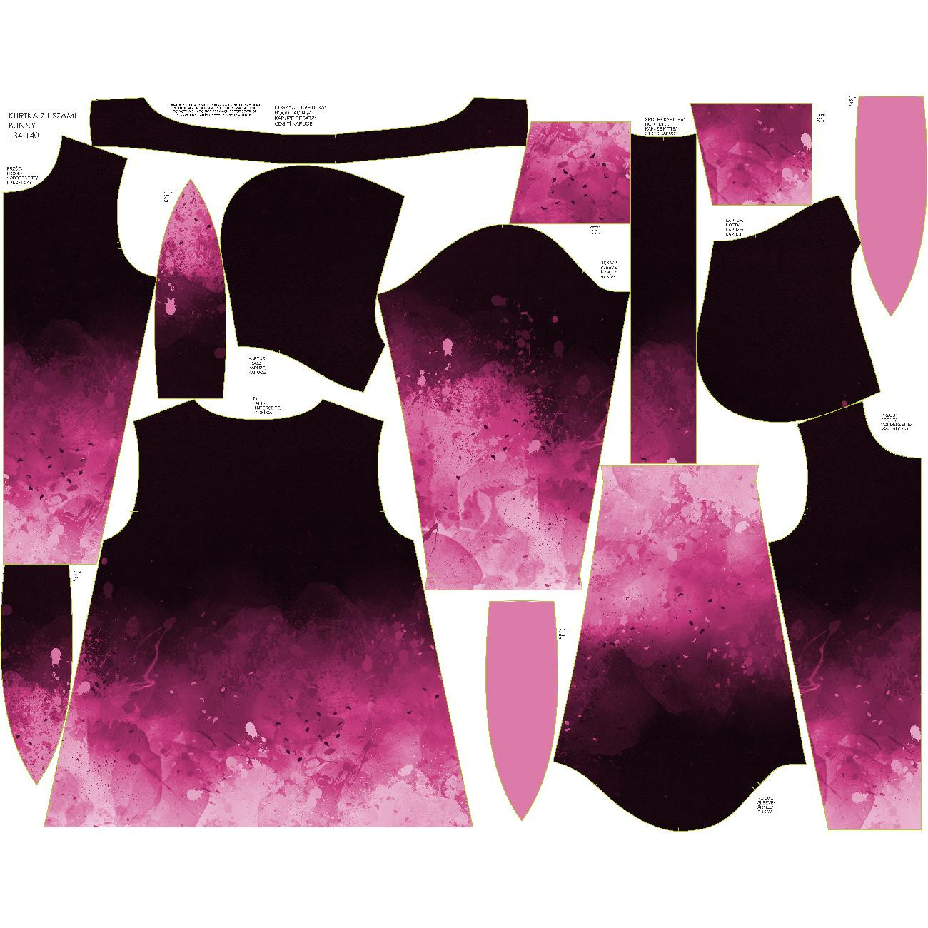 KIDS JACKET BUNNY (ZOE) - SPECKS (fuchsia) / black - sewing set