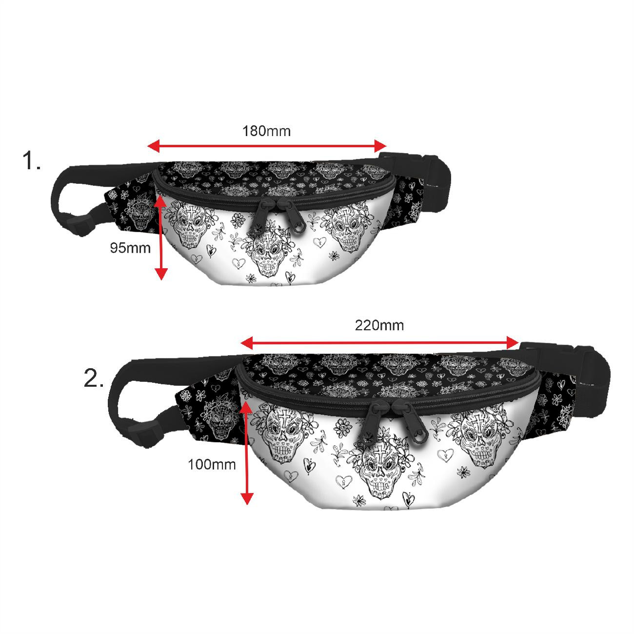 HIP BAG - SKULLS CONTOUR / garland (DIA DE LOS MUERTOS) / Choice of sizes