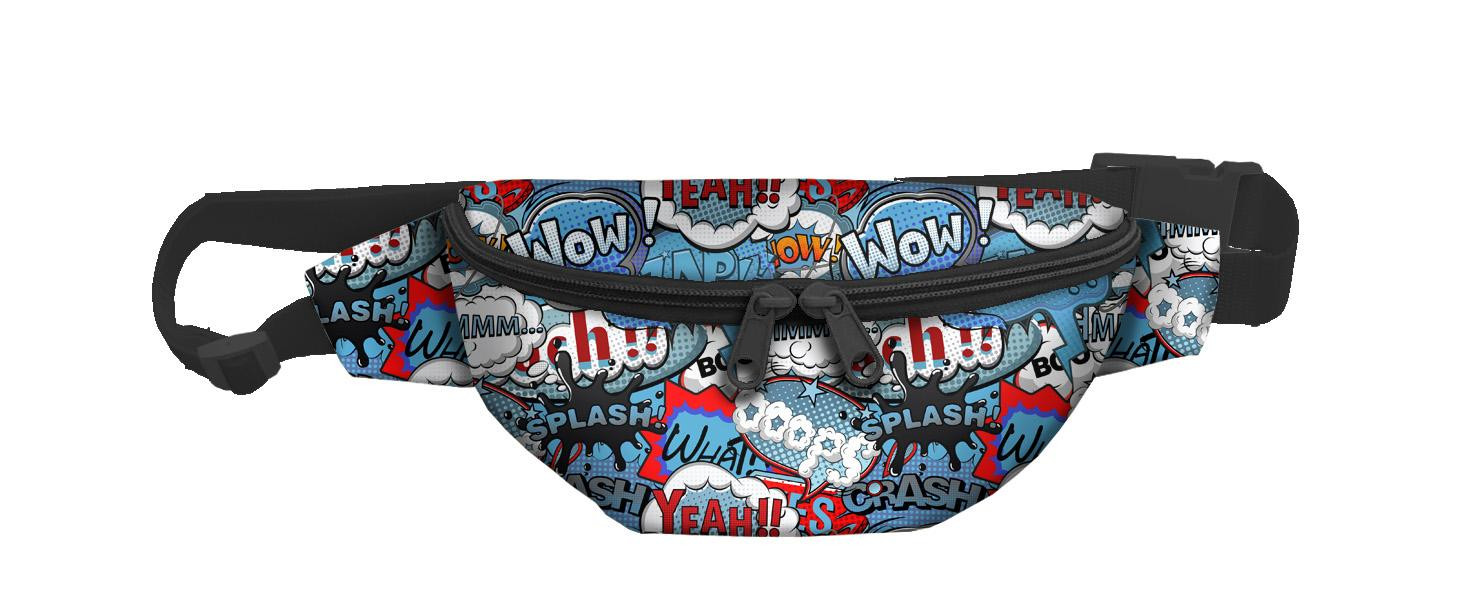HIP BAG - COMIC BOOK (blue - red) / Choice of sizes