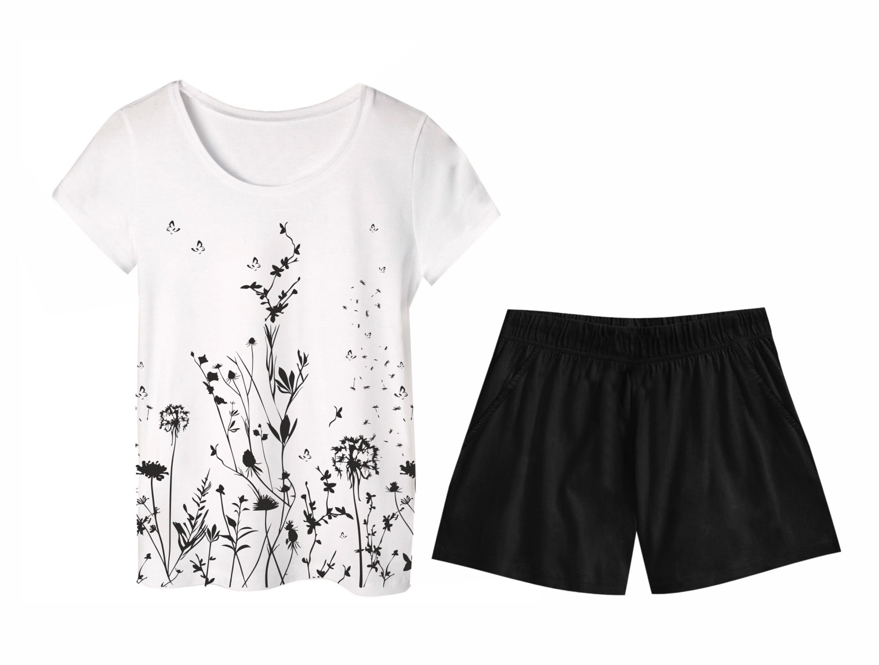PAJAMAS-T-SHIRT "LINDA" -  MEADOW - sewing set