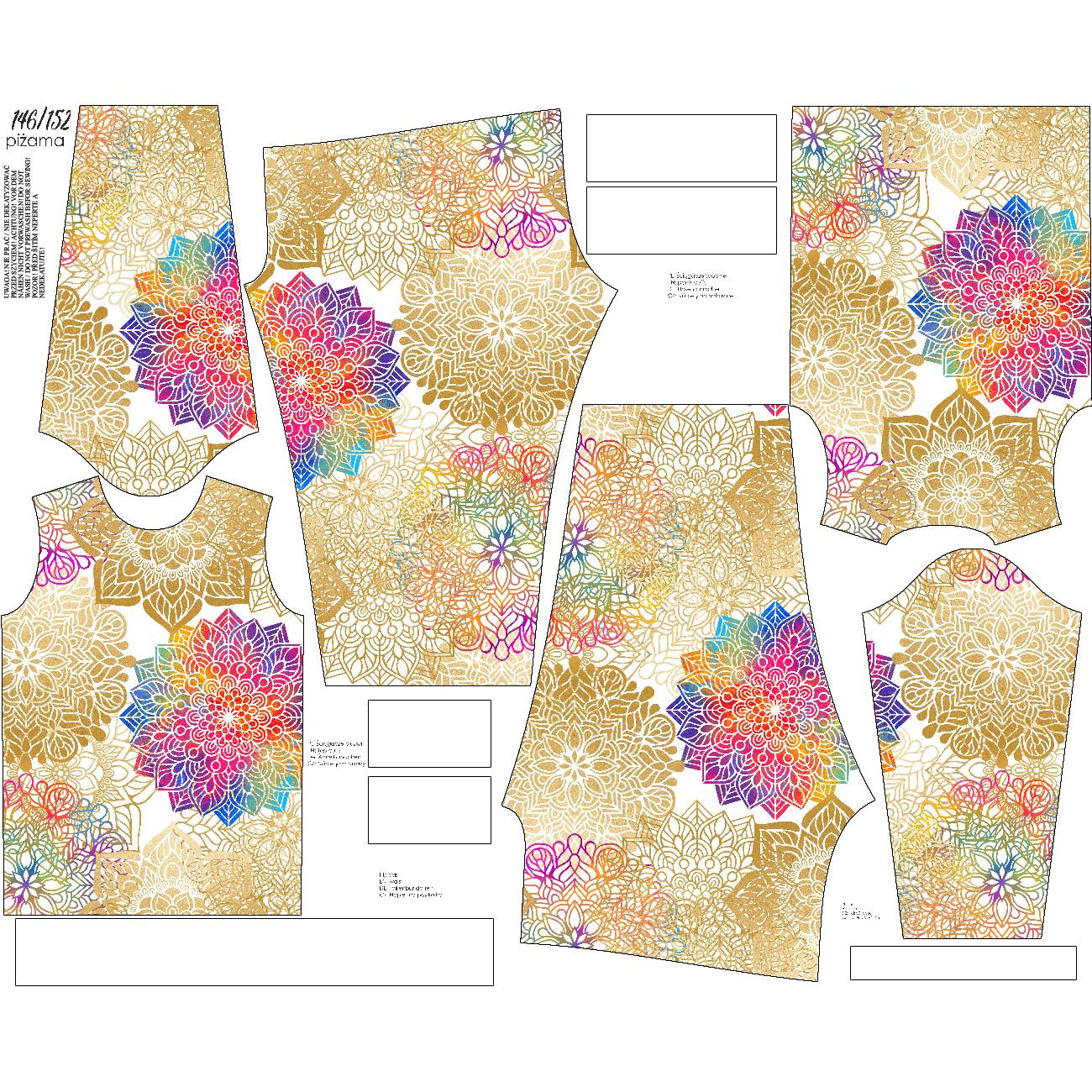 CHILDREN'S PAJAMAS " MIKI" - MANDALA pat. 3 - sewing set