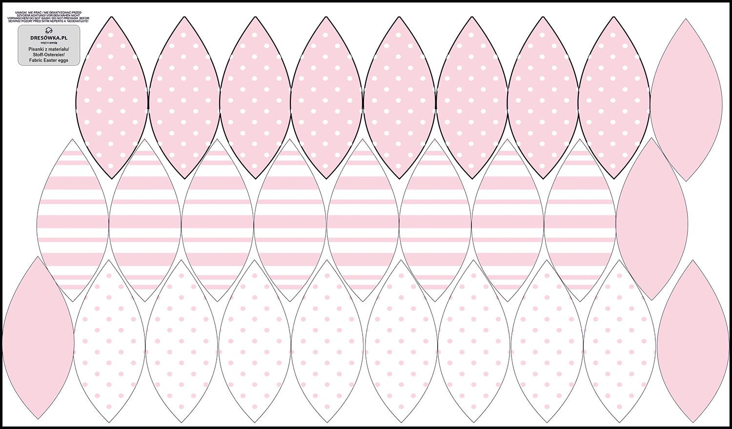 7 EASTER EGGS SEWING SET - DOTS - STRIPES / pink