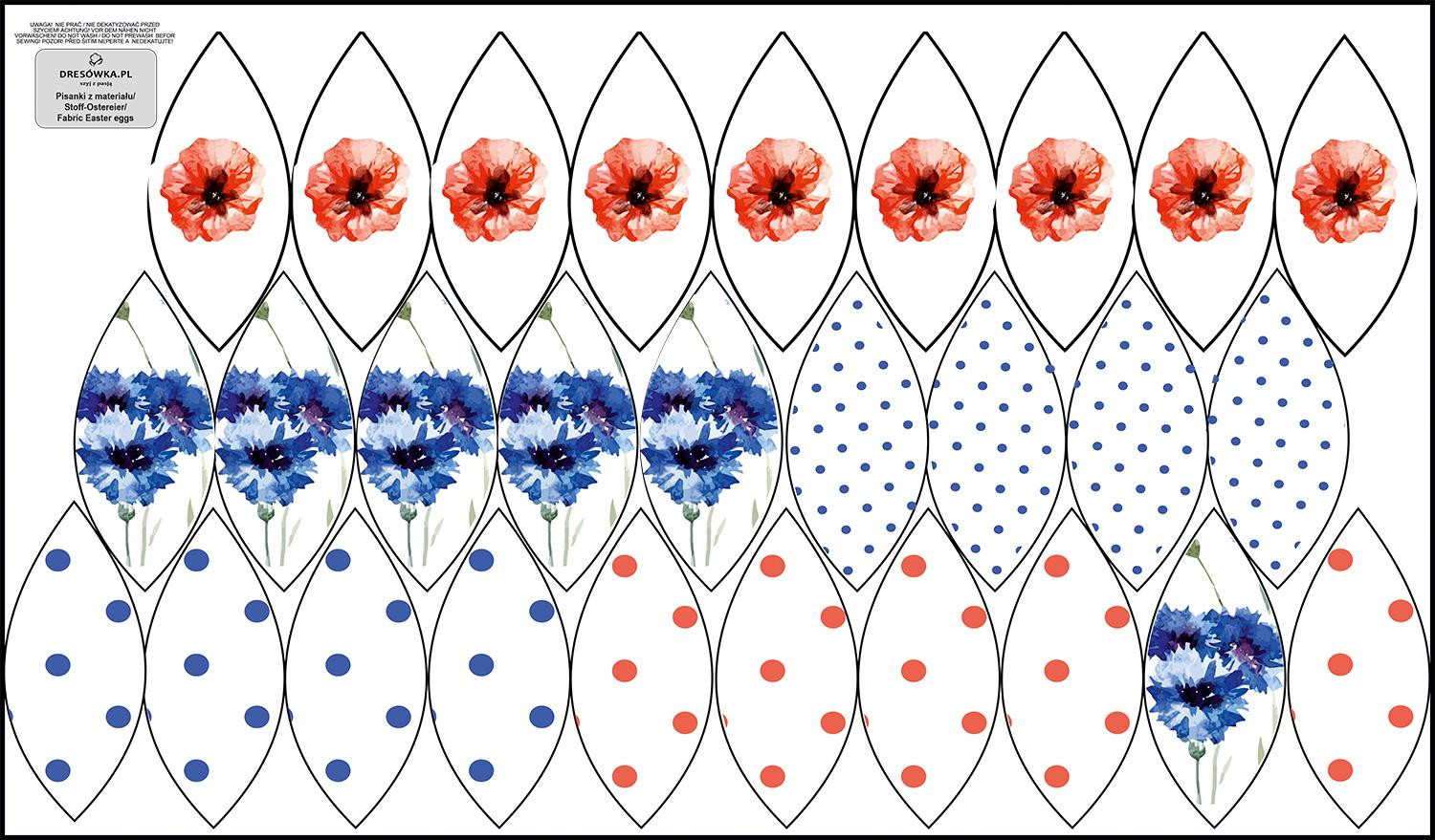 7 EASTER EGGS SEWING SET - FIELD FLOWERS / white