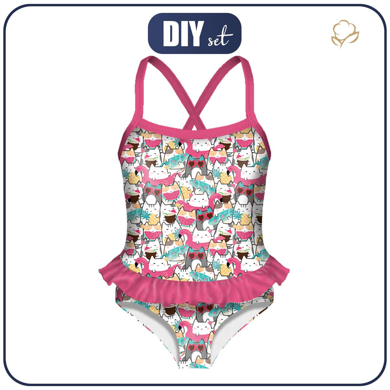 Girl's swimsuit - SUMMER CATS PAT. 1 - sewing set