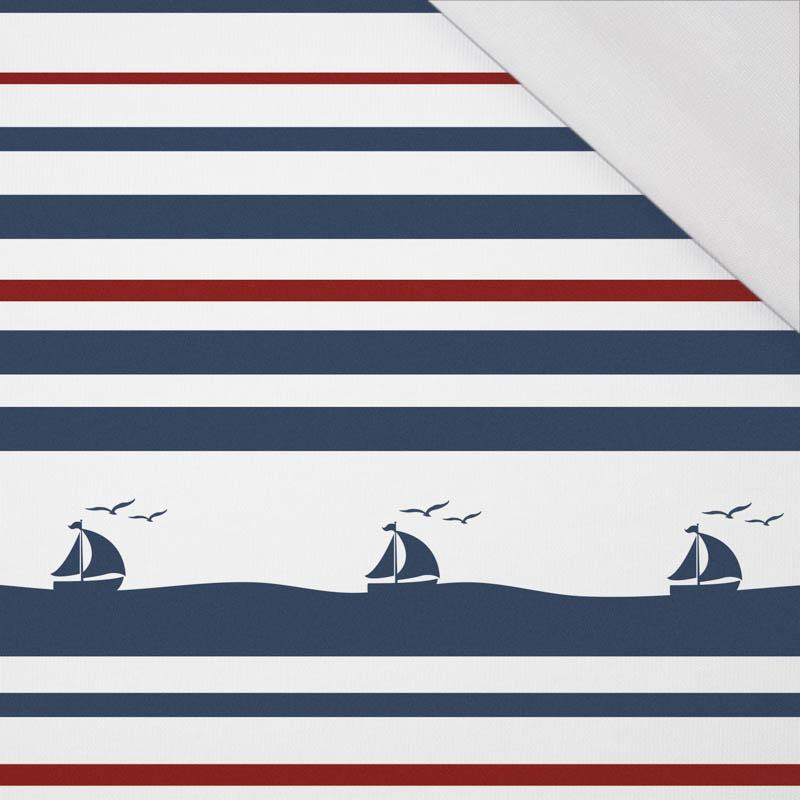 SHIPS / stripes (marine) - SINGLE JERSEY PANEL 