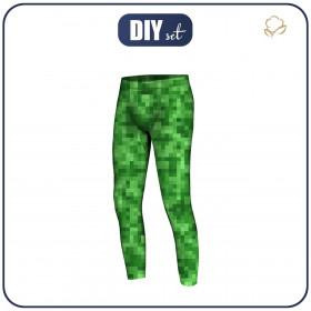 BOY'S THERMO LEGGINGS (HUGO) - PIXELS pat. 2 / green - sewing set 122