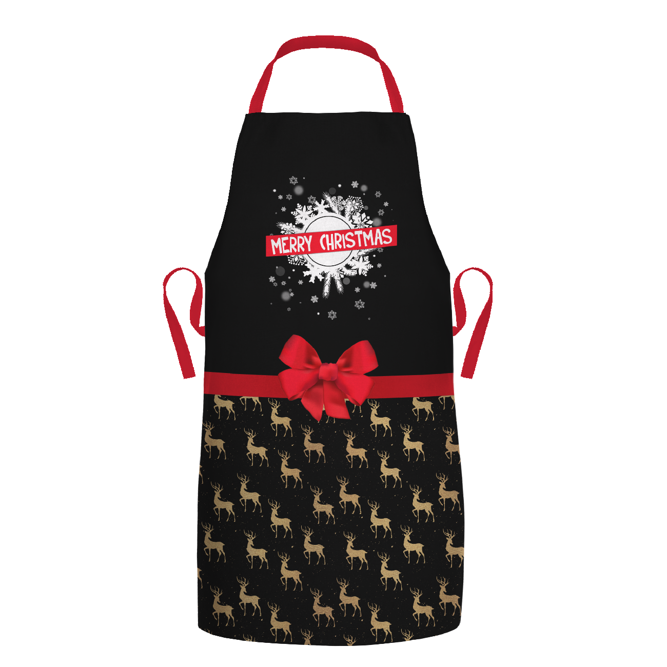 CHRISTMAS APRON - MERRY CHRISTMAS / deers