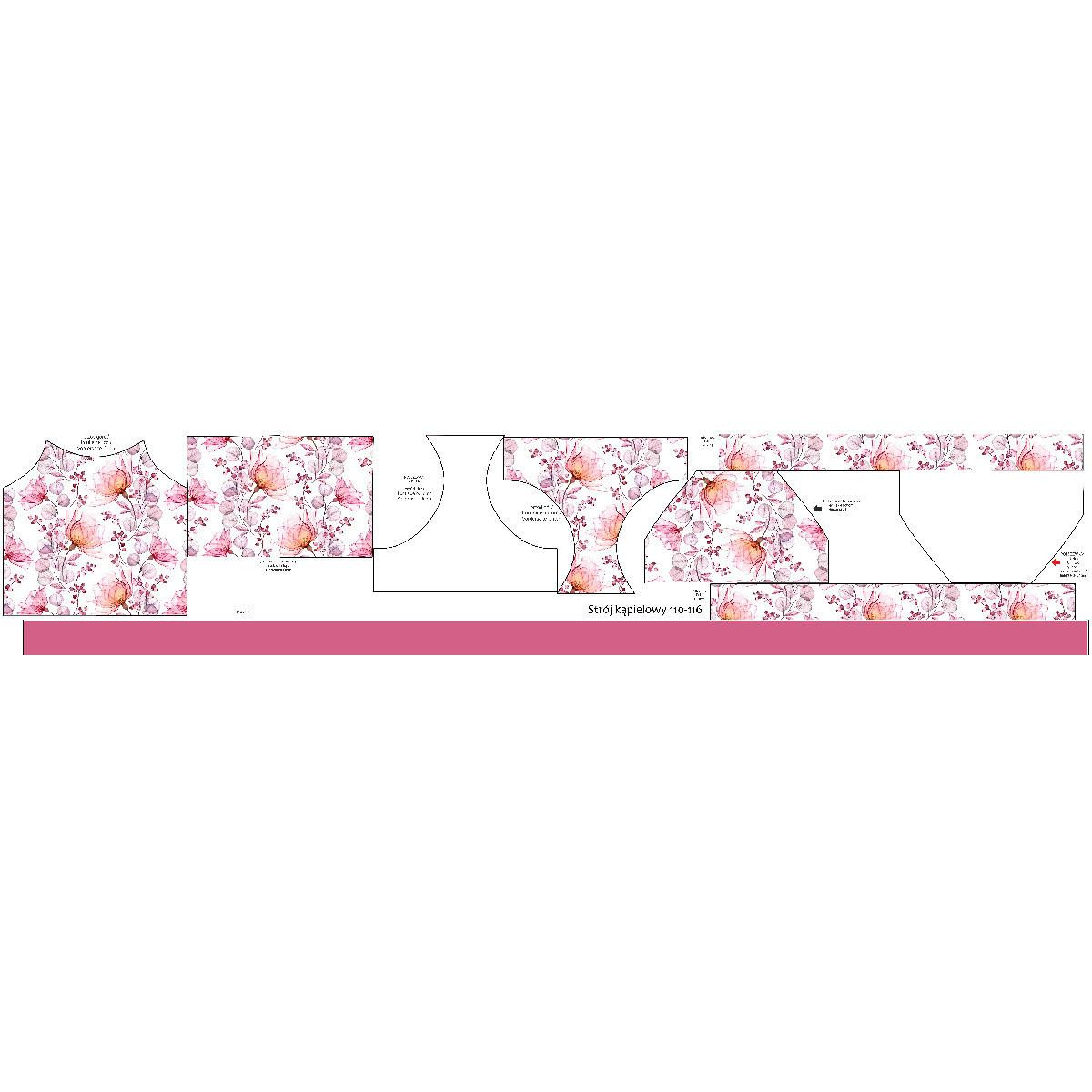 Girl's swimsuit - FLOWERS pat. 4 (pink) 