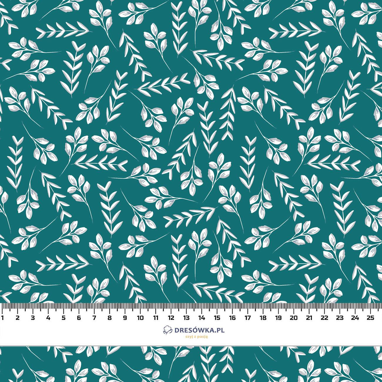 SMALL LEAVES pat. 2 / emerald - Waterproof woven fabric